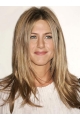 18'' Straight Without Bangs No-fuss Blonde Monofilament Lace Front Long Human Hair Women Jennifer Aniston Wigs