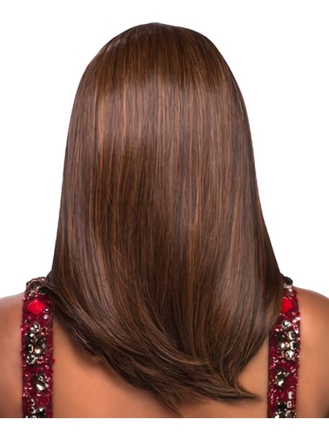 17'' Great Long Straight Without Bangs Brown Lace Front Synthetic Women Wigs For Cancer