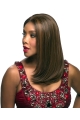 17'' Great Long Straight Without Bangs Brown Lace Front Synthetic Women Wigs For Cancer