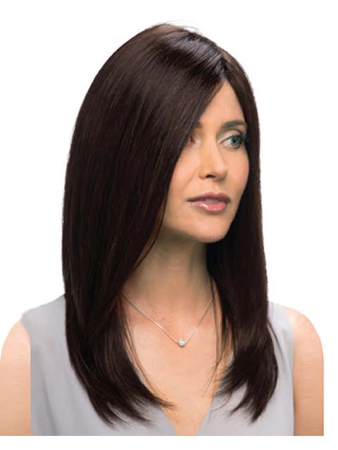 18'' Graceful Black Straight Without Bangs Monofilament Lace Front Remy Human Hair Long Women Wigs