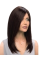 18'' Graceful Black Straight Without Bangs Monofilament Lace Front Remy Human Hair Long Women Wigs