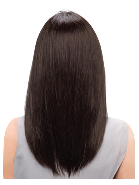 18'' Graceful Black Straight Without Bangs Monofilament Lace Front Remy Human Hair Long Women Wigs