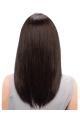 18'' Graceful Black Straight Without Bangs Monofilament Lace Front Remy Human Hair Long Women Wigs