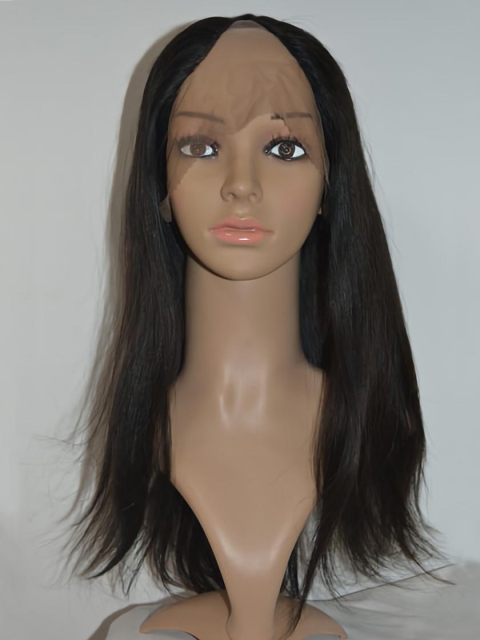 20'' Refined Black Straight Lace Front Long U Part 100% Remy Human Hair Women Wigs