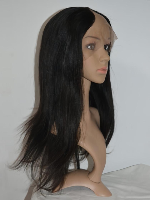 20'' Refined Black Straight Lace Front Long U Part 100% Remy Human Hair Women Wigs