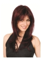 16'' Durable Auburn Straight With Bangs Capless Synthetic Long Women Wigs