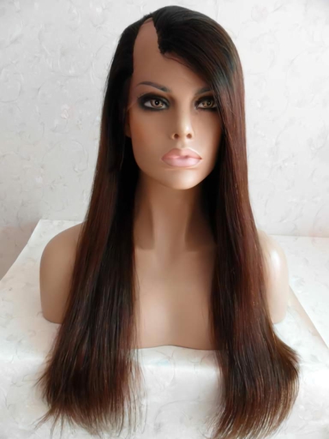 20'' Straight New Auburn Lace Front Long Remy Human Hair Straight U Part Wig Wigs