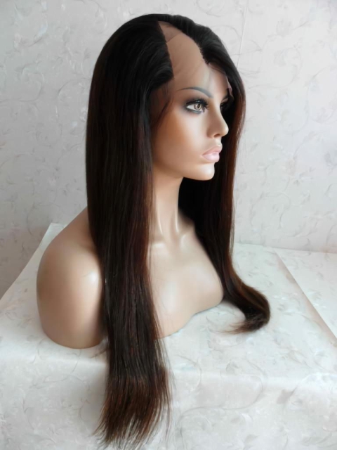 20'' Straight New Auburn Lace Front Long Remy Human Hair Straight U Part Wig Wigs