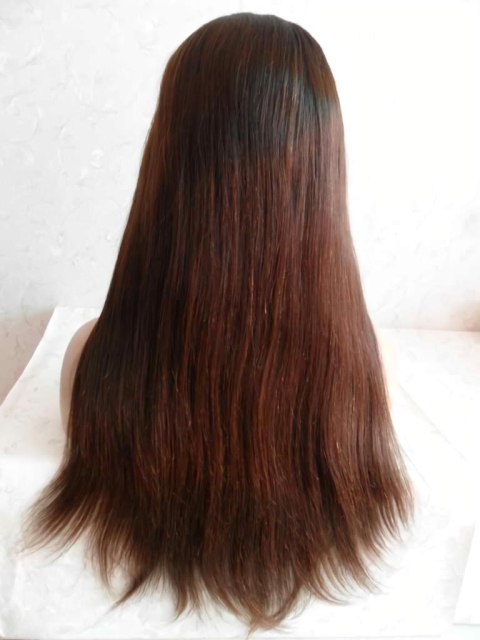 20'' Straight New Auburn Lace Front Long Remy Human Hair Straight U Part Wig Wigs