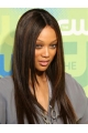 Natural  Brown Straight Without Bangs Lace Front Long Synthetic Women Tyra Banks Wigs