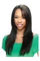 Elegant Layered Black Straight Lace Front  Long Brazilian Remy Hair U Part Wigs