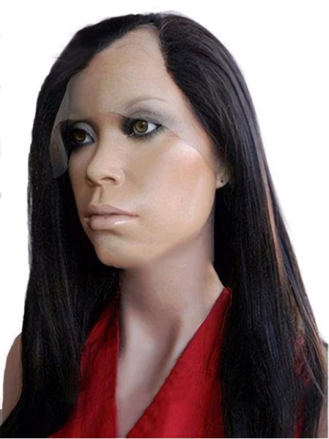 18'' Graceful Black Straight Without Bangs Lace Front Long 100% Remy Human Hair U Part Wigs