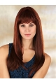 20''Great 100% Hand-Tied Monofilament Straight With Bangs Synthetic Long Women Wigs