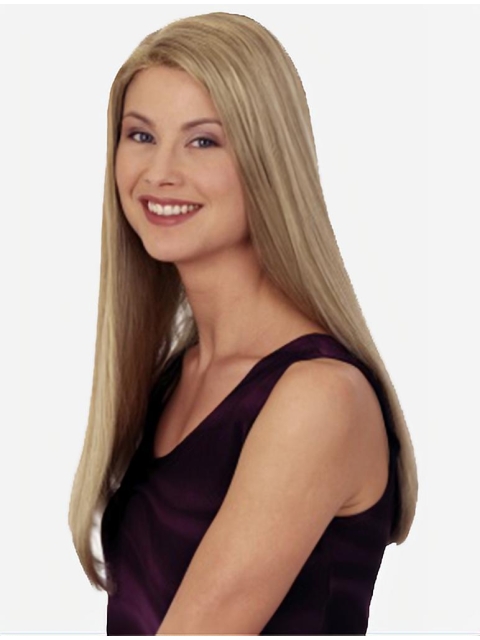 20''Shining Blonde Straight Without Bangs Capless Long Synthetic Women Wigs