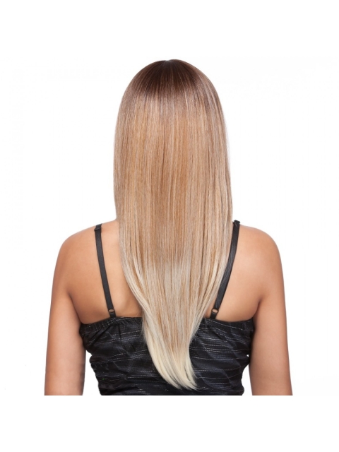 Impressive Blonde Straight With Bangs 100% Hand-Tied Mono Top Long Synthetic Women Celebrity Wigs