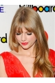 Glamorous Blonde Straight With Bangs 100% Hand-Tied Monofilament Long Human Hair Women Taylor Swift Wigs