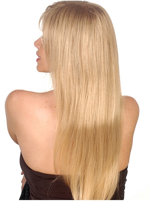 24'' Soft Blonde Straight With Bangs Capless Long Synthetic Women Wigs