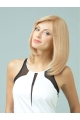 13'' Medium Length Straight With Bangs Blonde Monofilament Remy Human Hair Gentle Long Women Wigs