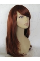 Gorgeous Black Straight With Bangs Capless Synthetic Long Women Wigs