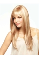 Designed Straight Blonde  With Bangs Monofilamen Lace Front Synthetic  Long Women Wigs