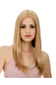 24'' Straight Without Bangs Impressive Blonde 100% Hand-Tied Monofilament  Lace Front Remy Human Hair Long Women Wigs