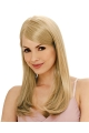 24'' Straight Without Bangs Impressive Blonde 100% Hand-Tied Monofilament  Lace Front Remy Human Hair Long Women Wigs