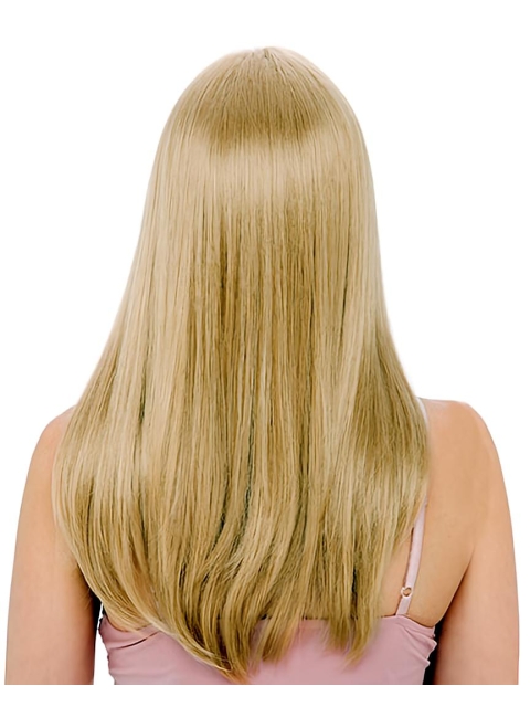 24'' Straight Without Bangs Impressive Blonde 100% Hand-Tied Monofilament  Lace Front Remy Human Hair Long Women Wigs