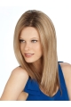 18'' Blonde Straight Without Bangs Monofilament Lace Front Synthetic Long No-fuss Wigs For Cancer