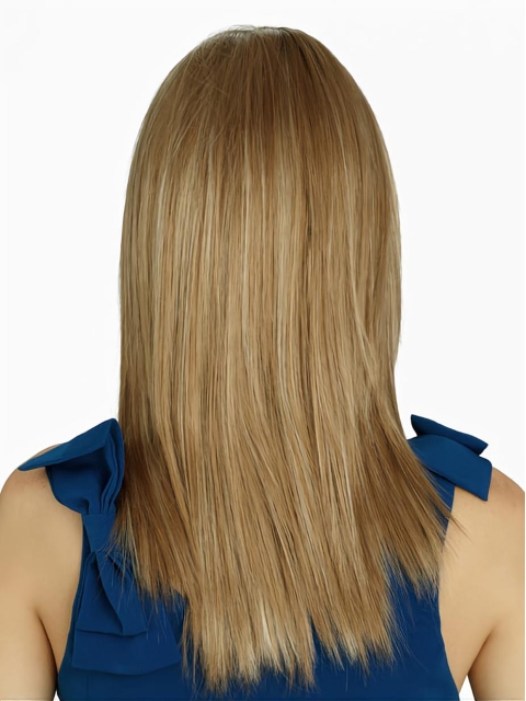 18'' Blonde Straight Without Bangs Monofilament Lace Front Synthetic Long No-fuss Wigs For Cancer