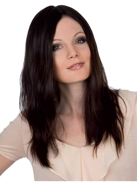 16'' Monofilament Straight Without Bangs 100% Hand-Tied Remy Human Hair Fashion Long Women Wigs