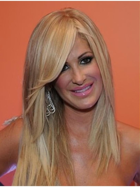 16'' Popular Blonde Straight Lace Front Long Humman Women Kim Zolciak Wigs