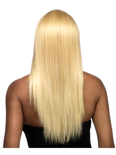 Trendy Blonde Straight With Bangs Capless Long Indian Remy Human Hair African American Wigs