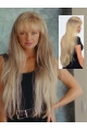 30'' Blonde Straight With Bangs Capless Synthetic Glamorous Long Women Wigs