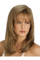 Straight Layered With Bangs Monofilament Lace Front Brown Synthetic  New Long Women Wigs