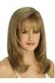 Straight Layered With Bangs Monofilament Lace Front Brown Synthetic  New Long Women Wigs