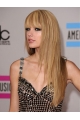 Unique Blonde Straight  Layered With Bangs Capless Long Human Hair Taylor Swift Wigs