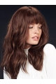  16" Wavy With Bangs Auburn Lace Front Long Remy Human Hair Women Wig Sales