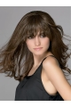 16'' Wavy With Bangs Monofilament Brown Synthetic High Quality Long Women Wigs