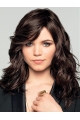 16" Long Wavy Brown Monofilament Lace Front Synthetic Discount Women Wigs