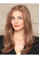 18'' Long Brown Wavy Without Bangs Monofilament  Lace Front 100% Human Hair WomenWigs