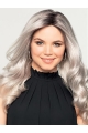 18'' Long  Wavy Without Bangs Ombre/2 tone Monofilament Grey Synthetic Ladies Wigs