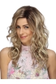 16'' Long Wavy Without Bangs Lace Front Top Blonde Synthetic Layered Women wigs