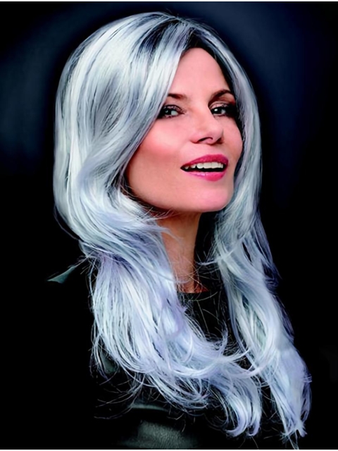 Long Wavy 16" Monofilament Synthetic Best Grey Wigs