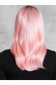 16" Pink Wavy Convenient Without Bangs Lace Front Synthetic Women Wigs