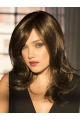 14''  Brown Wavy With Bangs Monofilament Lace Front Synthetic Women Wigs