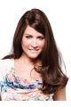 16''Brown  Wavy With Bangs  Long 100% Hand-tied Monofilament  Human Hair Women Wigs