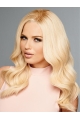 16'' Blonde Wavy Without Bangs 100% Hand-Tied Monofilament  Human Hair Women Wigs