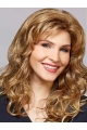 16" Wavy Without Bangs Layered Capless Blonde Long Synthetic Women Wigs