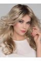 16'' Wavy Without Bangs Platinum Blonde Layered Mono Heat Friendly Synthetic Women Wig