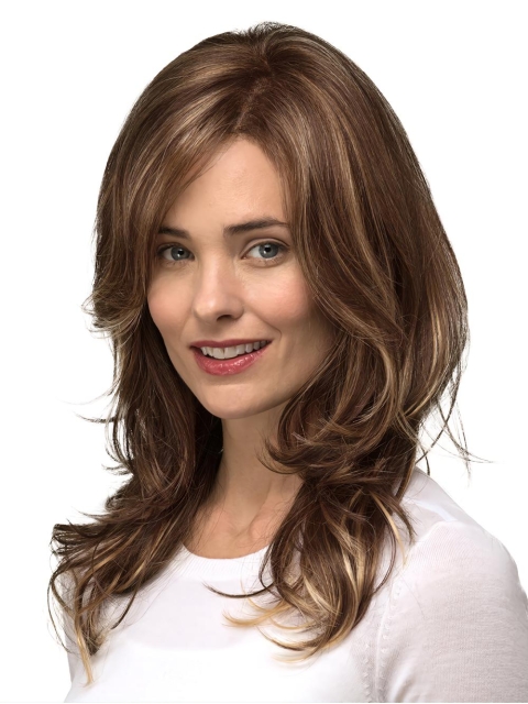 14'' Long Wavy Monofilament Lace Front Layered Heat Friendly Synthetic  Women Wigs